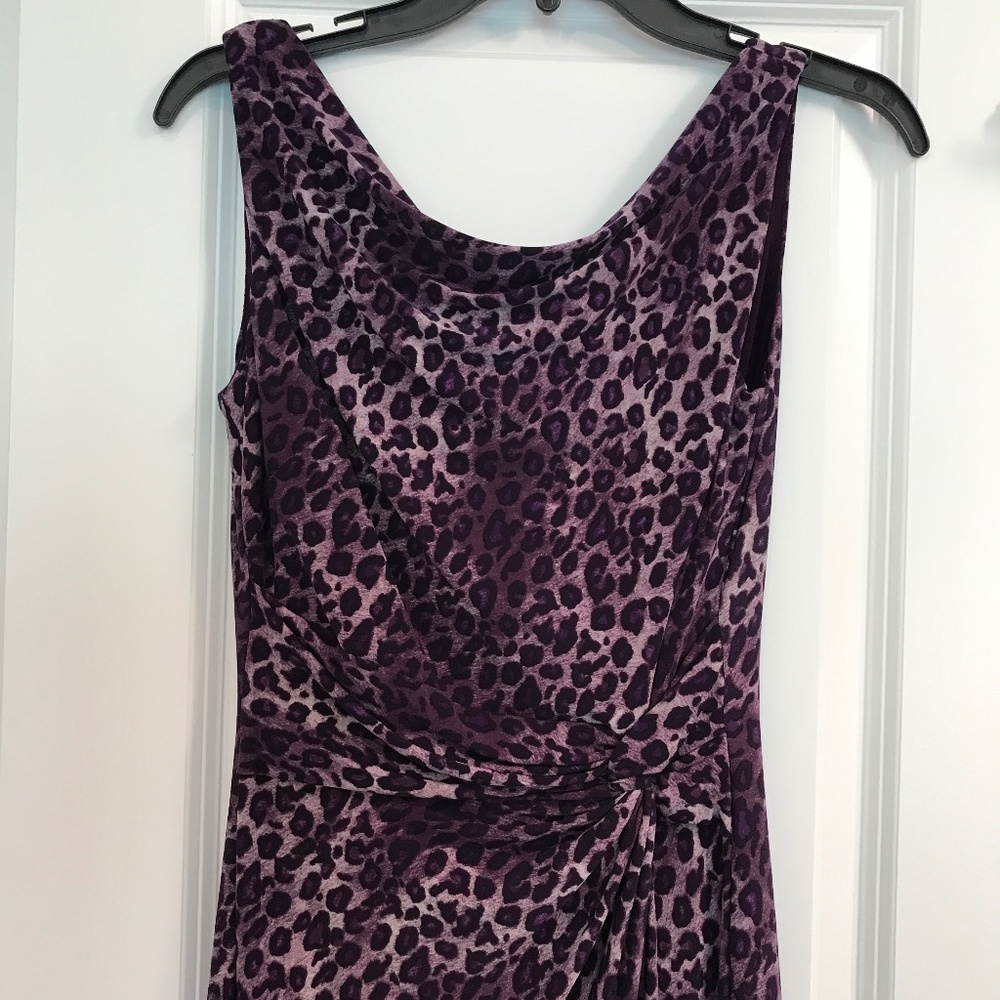 Ralph Lauren Ruched Draped Animal Print Dress